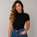 KIT COM 4 - Blusinhas Canelada Gola Média — Modela e Não Marca