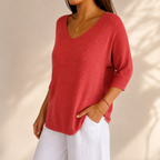 Kit 3 Blusas Luna® em Malha Leve – Decote V